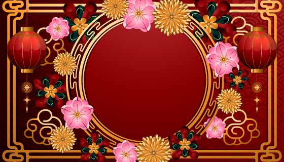 多彩绚丽的春节快乐背景矢量素材(EPS)