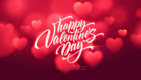 模糊的爱心情人节快乐背景矢量素材(EPS)