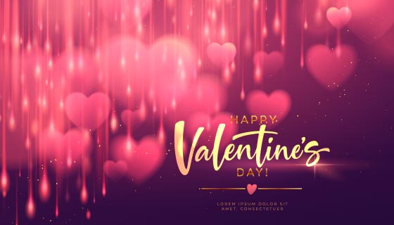 模糊的爱心情人节快乐背景矢量素材(EPS)