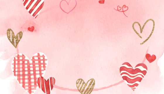 水彩风格的爱心矢量素材(EPS)