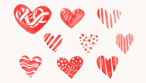 九个不同的爱心矢量素材(EPS)