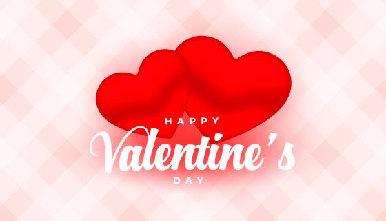 两颗靠在一起的红心设计情人节快乐背景矢量素材(EPS)