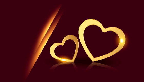 金色爱心设计情人节banner矢量素材(EPS)