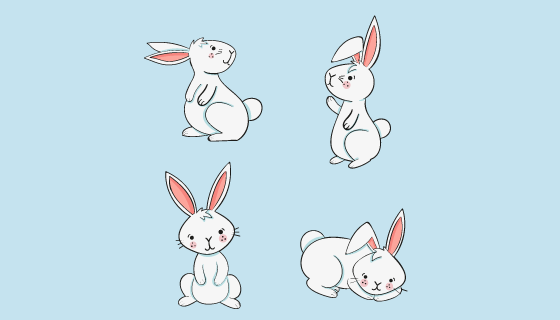 手绘可爱的兔子矢量素材(AI/EPS/PNG)