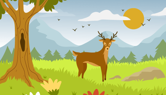 扁平风格春天景色矢量素材(AI/EPS)