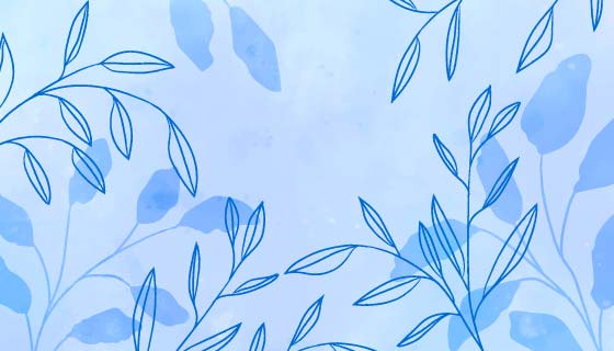 手绘叶子蓝色水彩背景矢量素材(AI/EPS)