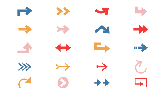 20个扁平风格的箭头矢量素材(AI/EPS)