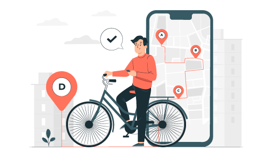 用手机查看骑行导航的男子矢量素材(AI/EPS)