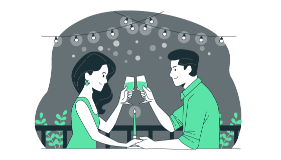 正在进行烛光晚餐的恋人矢量素材(AI/EPS)