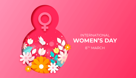 漂亮花卉和创意数字8设计妇女节矢量素材(AI/EPS)