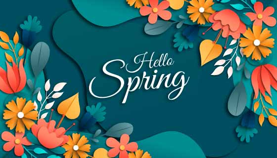 多彩花卉设计春天背景矢量素材(AI/EPS)