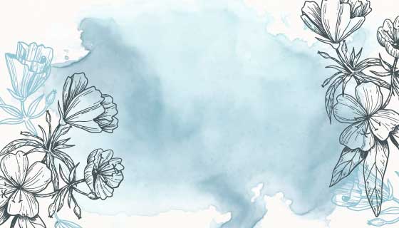 带有手绘花卉的浅蓝色水彩背景矢量素材(AI/EPS)