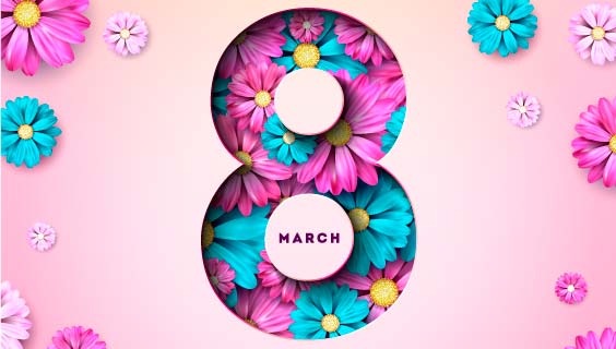 五彩缤纷的花朵设计女神节矢量素材(EPS)