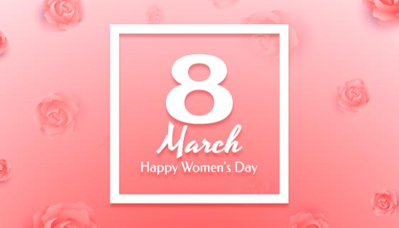 粉色玫瑰设计女神节快乐背景矢量素材(EPS)