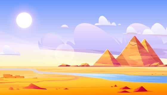 沙漠上的埃及金字塔矢量素材(EPS)