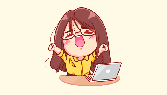 工作中伸懒腰的女子矢量素材(EPS/PNG)