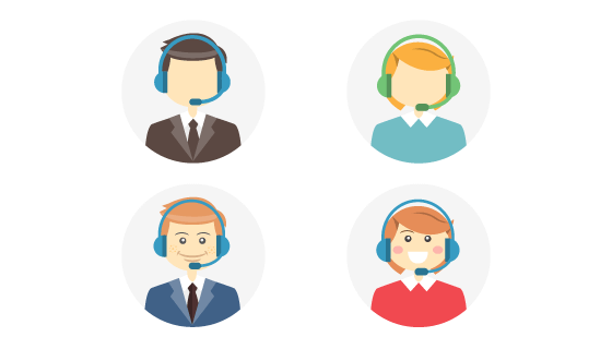 四个呼叫中心接线员/客服头像矢量素材(EPS)