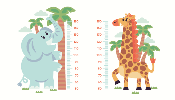 可爱动物设计量身高贴纸矢量素材(AI/EPS/PNG)