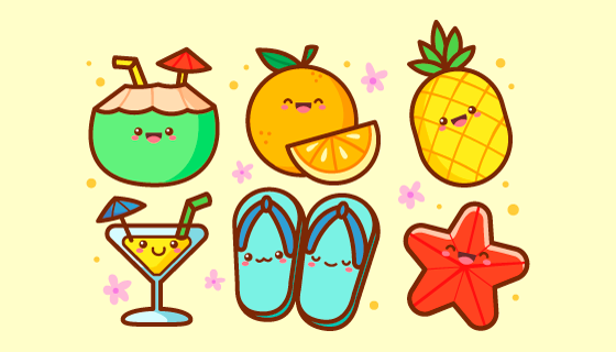 可爱的夏天元素矢量素材(AI/EPS/PNG)