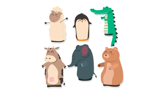 扁平风格可爱的动物矢量素材(AI/EPS/PNG)