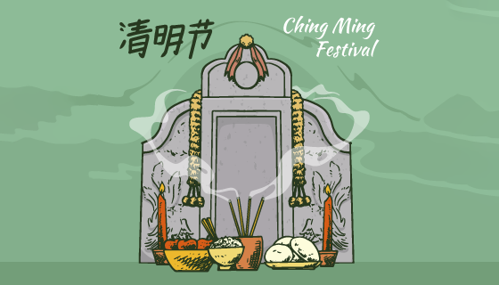 手绘清明节纪念矢量素材(AI/EPS)