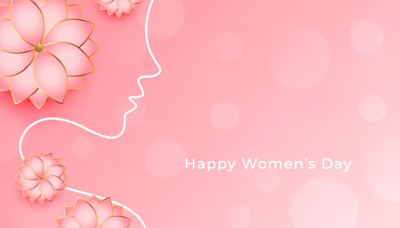 粉色花朵和女子轮廓设计女神节/妇女节矢量素材(EPS)