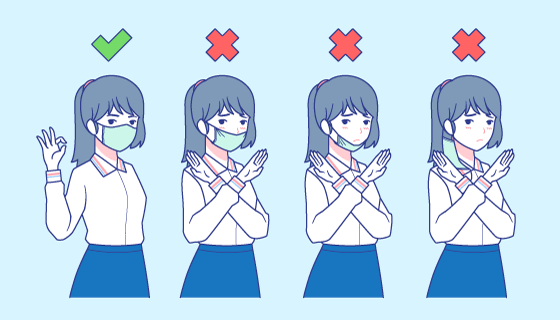 带口罩的正确和错误示范矢量素材(AI/EPS/PNG)