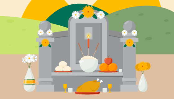 春天清明节扫墓祭祀矢量素材(AI/EPS)