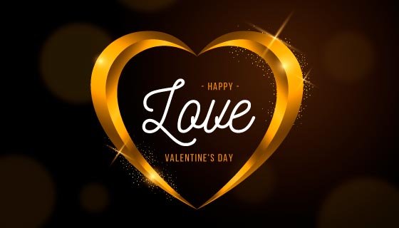 金色爱心情人节背景矢量素材(AI/EPS)