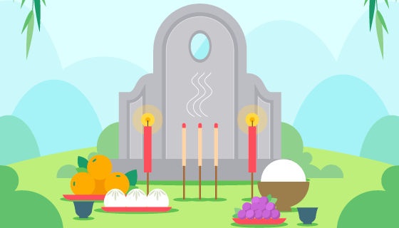 春天里清明节扫墓祭祀矢量素材(AI/EPS)