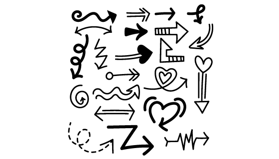 手绘黑色箭头集合矢量素材(AI/EPS/PNG)