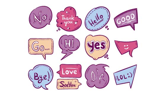 手绘风格各种各样的气泡矢量素材(EPS/PNG)