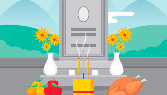 春天里清明节扫墓祭祀矢量素材(AI/EPS)