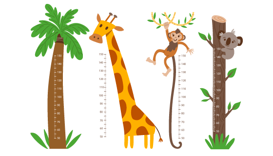 卡通可爱的宝宝量身高贴纸矢量素材(AI/EPS)