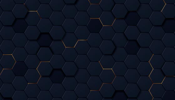 金色点缀六边形蜂窝背景矢量素材(AI/EPS)