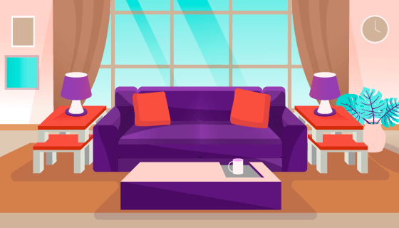 现代风格客厅设计插画矢量素材(AI/EPS)