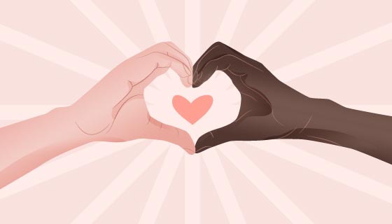 白人和黑人共同比心矢量素材(AI/EPS)