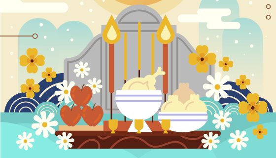 清明节扫墓祭祀矢量素材(AI/EPS)