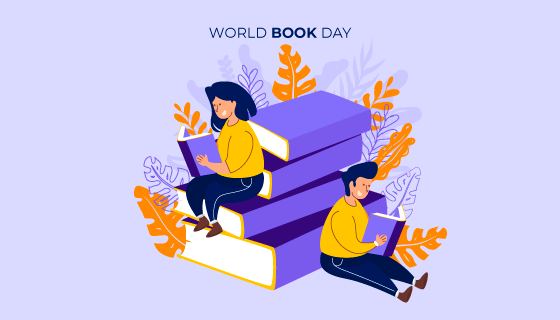 徜徉在书海里的人们矢量素材(AI/EPS)