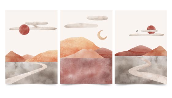 三张水彩画风景封面矢量素材(AI/EPS)