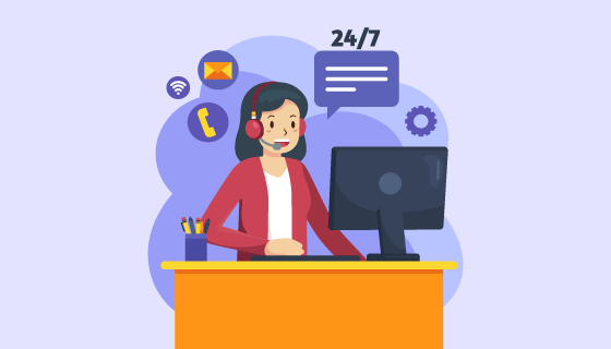 7*24小时在线客服插画矢量素材(AI/EPS)