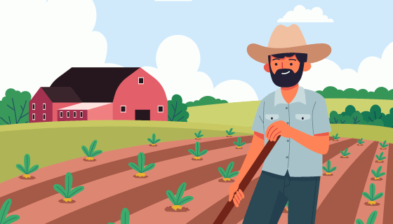 正在种地的农民伯伯矢量素材(AI/EPS)