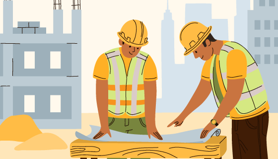 正在观看图纸的工程师插画矢量素材(AI/EPS)