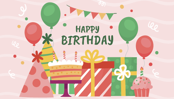 手绘风格生日快乐背景矢量素材(AI/EPS)