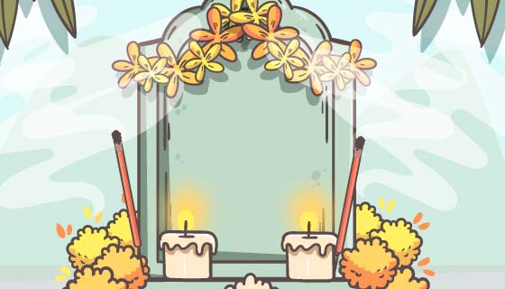 手绘风格清明节扫墓祭祀矢量素材(AI/EPS)