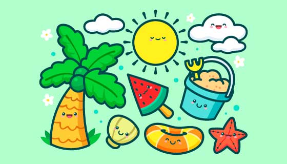 可爱的夏天元素矢量素材(AI/EPS)