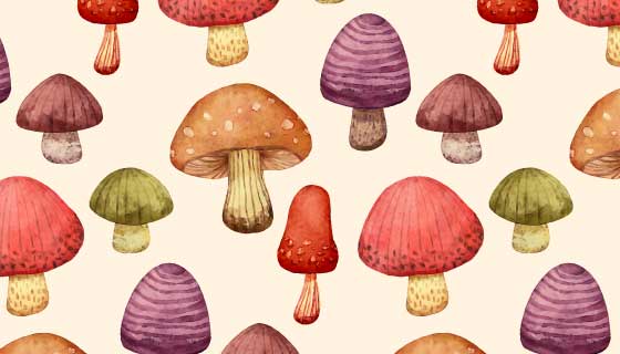 手绘蘑菇图案背景矢量素材(AI/EPS)