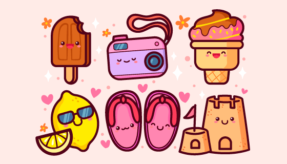 可爱的夏天元素矢量素材(AI/EPS/PNG)