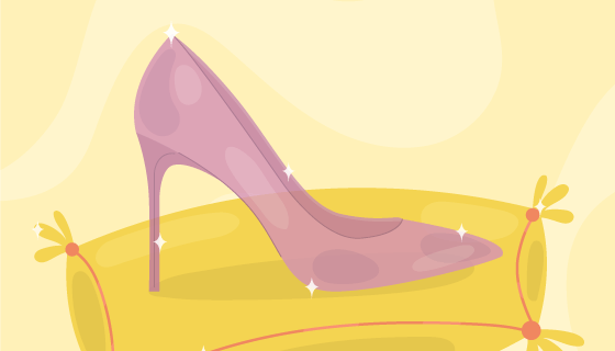 闪亮的粉色水晶鞋矢量素材(AI/EPS)