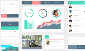 干净整洁的绿色扁平化UI套件(PSD)